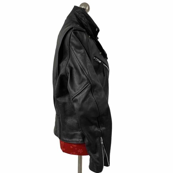 Harley Davidson Black Leather Jacket Womens Size M Biker Bomber Moto Classic USA - Picture 8 of 15